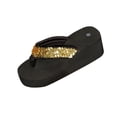 thumbnail image 1 of Wensltd Wedge Sandals for Women Roman Style Thong Sandals Casual Comfortable Sequined Decor Thick Sole Summer Beach Slippers Gold, 1 of 9