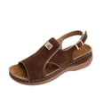thumbnail image 1 of Wensltd Wedge Sandals for Women Summer Beach Open Toe Slingback Adjustable Strap Casual Vacation Outdoor Walking Thick Sole Sandals Brown, 1 of 9