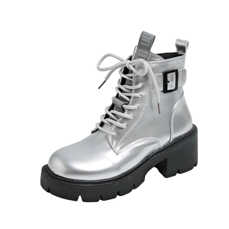 White Textured Lace-Up Boots RUIYANQI Women main image 4