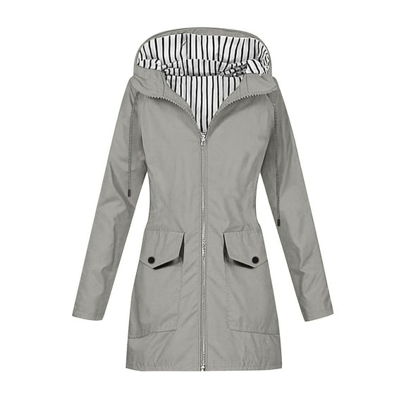 Wensltd Windbreaker Jacket for Women Long Sleeve Hooded Lightweight Outdoor Hiking Coat With Pockets