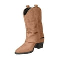 thumbnail image 1 of Wensltd Winter Boots Women Low Heel Wide Width Pointy Toe Fashion Solid Color Cowboy Boots, 1 of 9