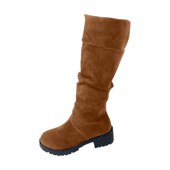 Wensltd Winter Boots Women Wide Width Fashion Mid Calf Chunky Heel Winter Booties Black