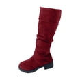 thumbnail image 1 of Wensltd Winter Boots Women Wide Width Fashion Mid Calf Chunky Heel Winter Booties Black, 1 of 8
