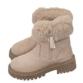 thumbnail image 1 of Wensltd Winter Boots for Women Black Vintage Buckle Mid Calf Boots Round Toe Plush Warm Retro Style Comfort, 1 of 7