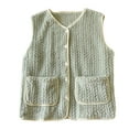 thumbnail image 1 of Wensltd Winter Button Down Vest Pajama for Women Fleece Lined Warm Solid Color Cozy Sleepwear with Pockets, 1 of 3