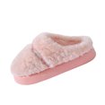 thumbnail image 1 of Wensltd Winter Christmas Slippers for Women Fleece Cozy Flat Slipper for House Indoor Round Toe Solid Color, 1 of 9