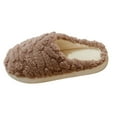 thumbnail image 1 of Wensltd Winter Cotton Slippers for Women Cute Warm Slides House Indoor Fluffy Plush Flat Shoes, 1 of 4