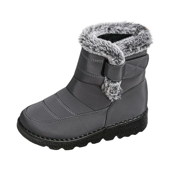 Wensltd Winter Mid Calf Snow Boots for Women Solid Color Warm Plush Fuzzy Boots Fall Cozy Shoes Wide Width