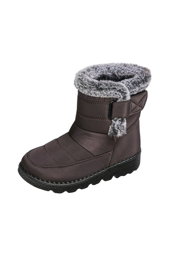 Winter Mid Calf Snow Boots for Women Solid Color Warm Plush Fuzzy Boots Fall Cozy Shoes Wide Width