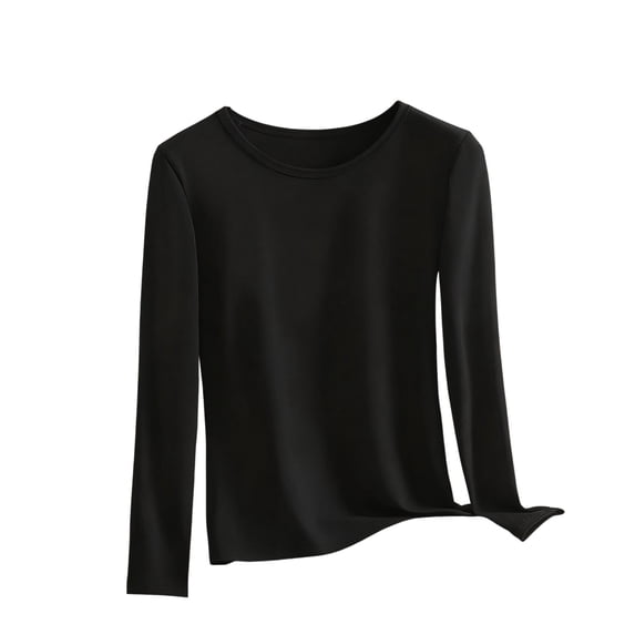 Wensltd Winter Thermal Top for Women Long Sleeve Lightweight Solid Color Soft Undershirt Inner Wear Top