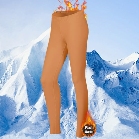 Wensltd Winter Thermal Underwear Bottoms for Women Thick Fleece Lined Stretch Soft High Waist Tights Black