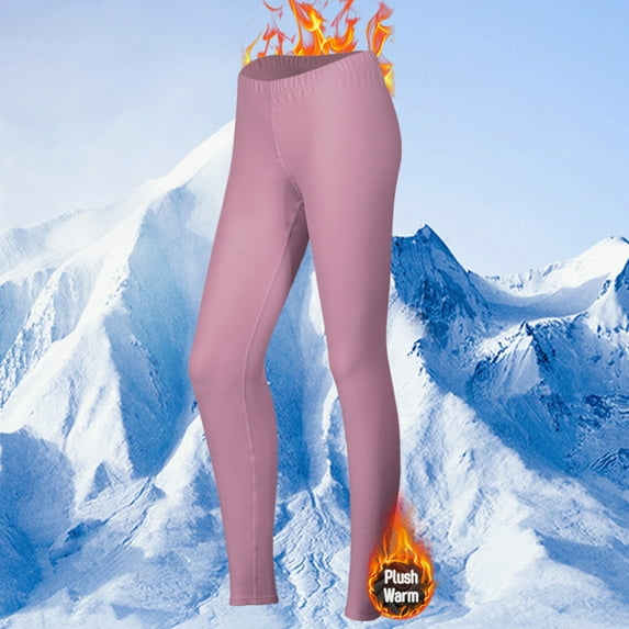 Wensltd Winter Thermal Underwear Bottoms for Women Thick Fleece Lined Stretch Soft High Waist Tights Black
