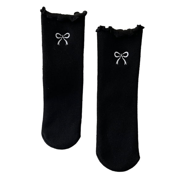 Wensltd Winter Warm Thickened Socks Women Soft Cozy Thermal Comfortable Solid Color Indoor Socks Black