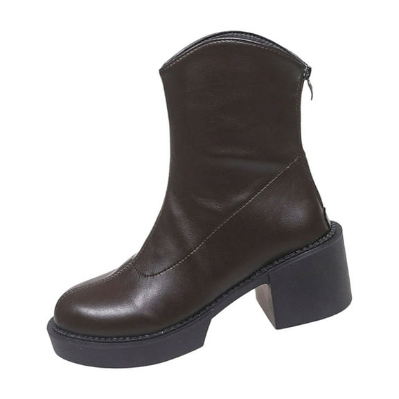 Wensltd Women Ankle Boots Low Heel Solid Color Fashion Wide With Black Wedge Booties