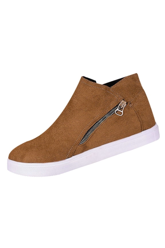 Women Ankle Boots Winter Solid Color Suede Round Toe Side Zipper Flat Short Boots Fashion Casual Comfortable Warm Booties for Women