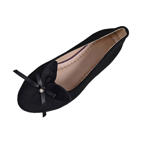 Wensltd Women Ballet Flat Shoe Solid Color Round Toe Dress Shoes For Office Spring Autumn Daily Outdoor Black