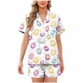 thumbnail image 1 of Wensltd Women Button Front Collared Neck Top and Shorts Pajama Set Soft Breathable Relaxed Fit Casual Home Sleep Wear Lightweight Yellow, 1 of 5
