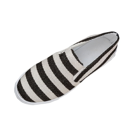 Wensltd Women Canvas Flats Striped Print Round Toe Spring Lightweight Shoes for Running Work Walking