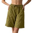 thumbnail image 1 of Wensltd Women Cargo Shorts Drawstring Elastic Waist Wide Leg Casual Summer Pocket Trousers, 1 of 6