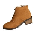 thumbnail image 1 of Wensltd Women Chunky Heel Ankle Boots Lace Up Side Zip Design Low Heel Lightweight Trendy Shoes, 1 of 9