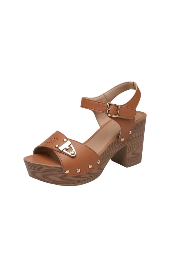 Women Comfy Sandals Walking Ankle Strap Sandals Block Heel Sandals Solid Color