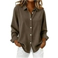 thumbnail image 1 of Wensltd Women Corduroy Cardigan Long Sleeve Jacket Turndown Collar Button Down Shirt Lightweight, 1 of 9