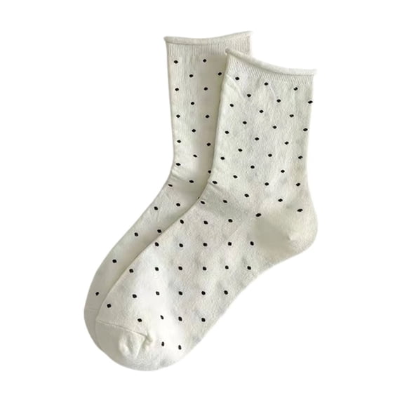 Wensltd Women Crew Socks Cute Pattern Casual Slouch Socks Vintage Style Socks Black White Color Socks