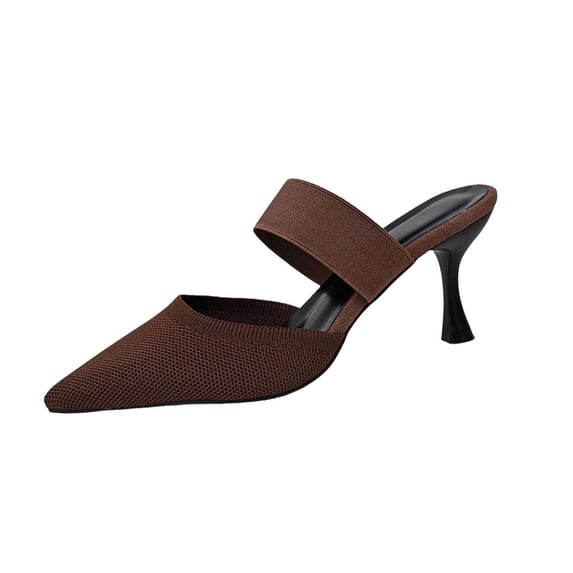 Wensltd Women Dressy High Heels Trendy Solid Color Pointed Toe Closed Toe Comfortable Work Shoes Coffee