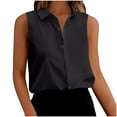 thumbnail image 1 of Wensltd Women Dressy Tops Solid Color Sleeveless Collared Tops Summer Fashion Lightweight Women Office Work Shirts Black XL, 1 of 6