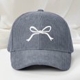 thumbnail image 1 of Wensltd Women Embroidery Bow Corduroy Baseball Cap Spring Summer Casual Outdoor Sport Hat Fashion Headwear Pink, 1 of 2