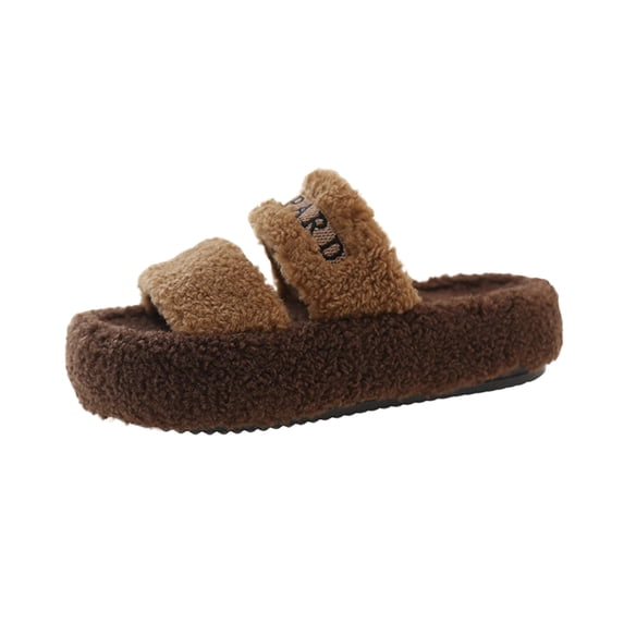 Wensltd Women Fall Winter Slippers Open Toe Fleece-Lined Fashion Casual Comfort Slippers Lightweight