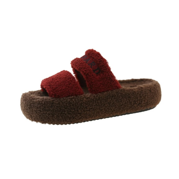 Wensltd Women Fall Winter Slippers Open Toe Fleece-Lined Fashion Casual Comfort Slippers Lightweight