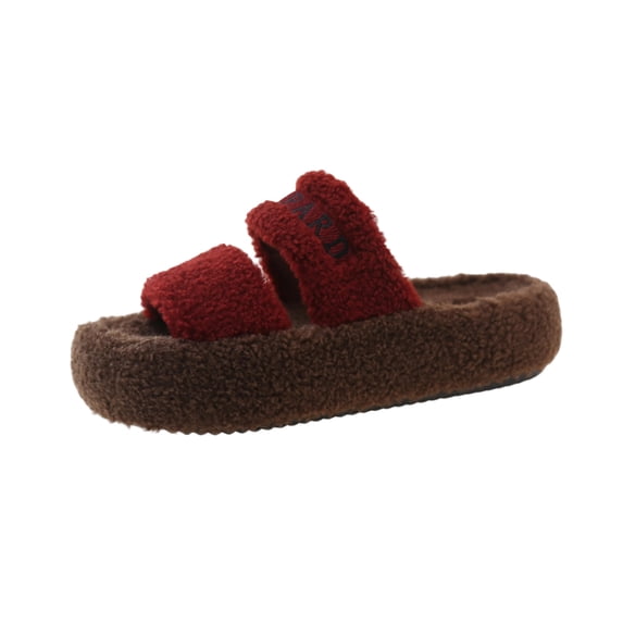 Wensltd Women Fall Winter Slippers Open Toe Fleece-Lined Fashion Casual Comfort Slippers Lightweight