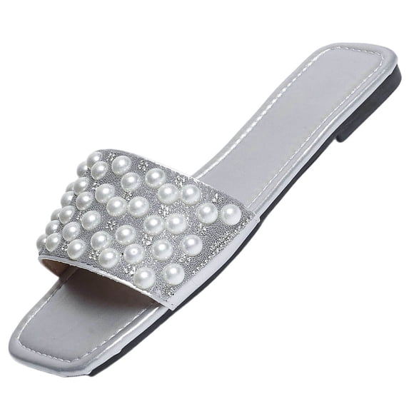 Wensltd Women Fashion Casual Square Toe Sandals Slip-On Flats Comfortable Spring Summer Trendy Sandals