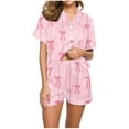 thumbnail image 1 of Wensltd Women Fashion Cozy Nightwear Printed Short Sleeve Lapel Collar Pajama Set Stylish Relaxed Fit for Daily Home, 1 of 7