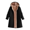 thumbnail image 1 of Wensltd Women Fashion Fleece-Lined Hooded Jacket Long Sleeve Zip Pockets Casual Loose Daily Wear Warm Outerwear, 1 of 5