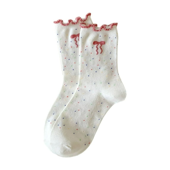 Wensltd Women Fashion Socks White Soft Stretch Loose Fit Casual Comfortable Fall Winter Trendy Mid Calf Socks