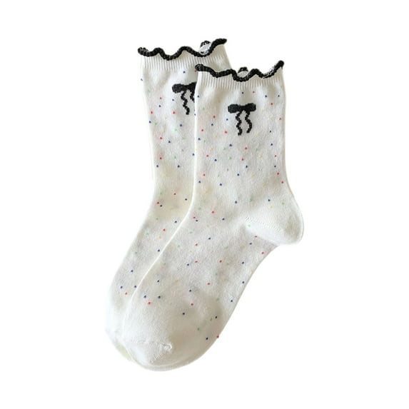 Wensltd Women Fashion Socks White Soft Stretch Loose Fit Casual Comfortable Fall Winter Trendy Mid Calf Socks