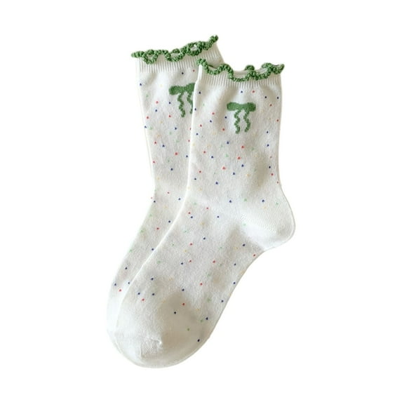 Wensltd Women Fashion Socks White Soft Stretch Loose Fit Casual Comfortable Fall Winter Trendy Mid Calf Socks