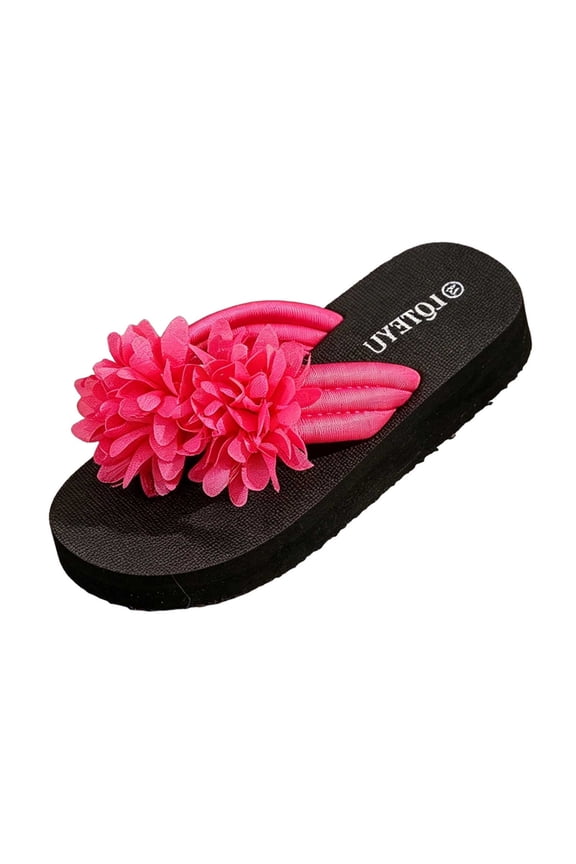 Women Flower Flip Flops Heel Slippers Lightweight Daily Casual Beach Outdoor