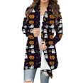 thumbnail image 1 of Wensltd Women Halloween Long Sleeve Open Front Cardigan Pattern Pumpkin Lightweight Coat, 1 of 7