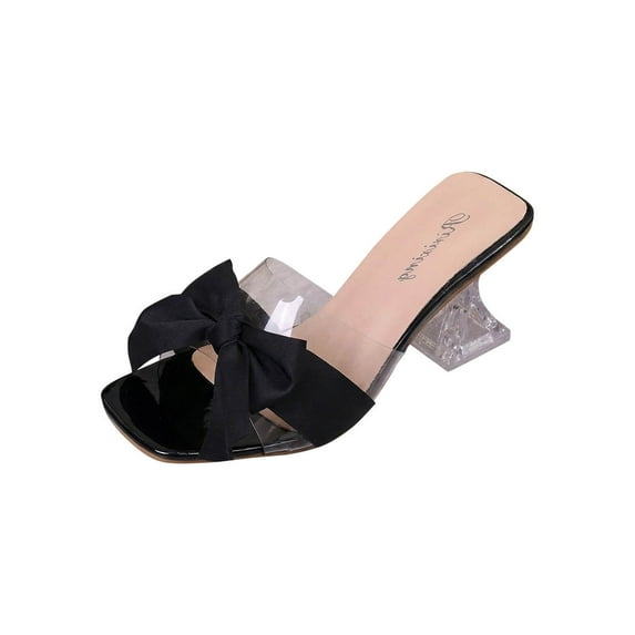 Wensltd Women High Heel Sandals White Summer Daily Outdoor Wear Solid Color Fashion Casual Versatile Block Heel Shoes