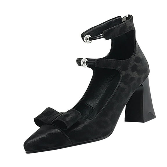 Wensltd Women High Heels Dressy Versatile Spring and Summer Point Toe Thick Heeled Shoes for Women