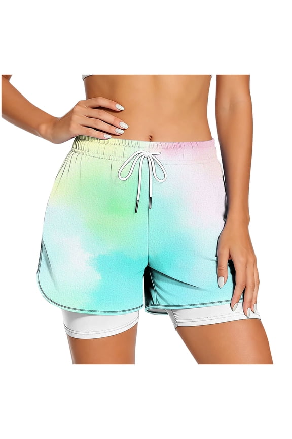 Women High Waisted Shorts Double Layer Design Athletic Shorts with Built In Shorts for Women Workout Running