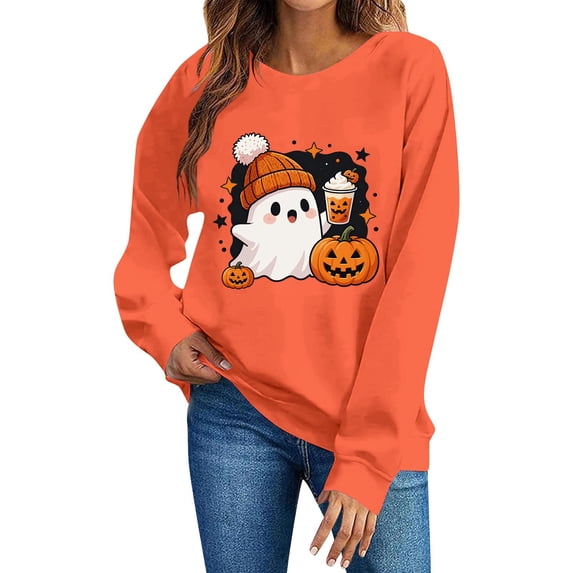 Wensltd Women Holiday Print Crew Neck Long Sleeve Sweatshirt Casual Pullover Relaxed Fit Festive Tops