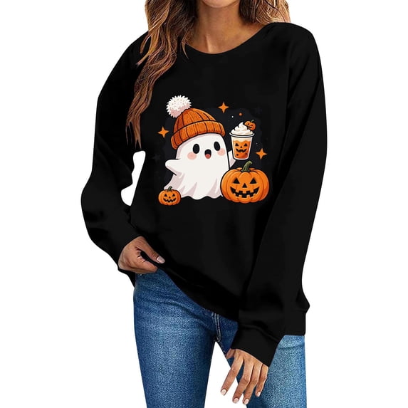 Wensltd Women Holiday Print Crew Neck Long Sleeve Sweatshirt Casual Pullover Relaxed Fit Festive Tops