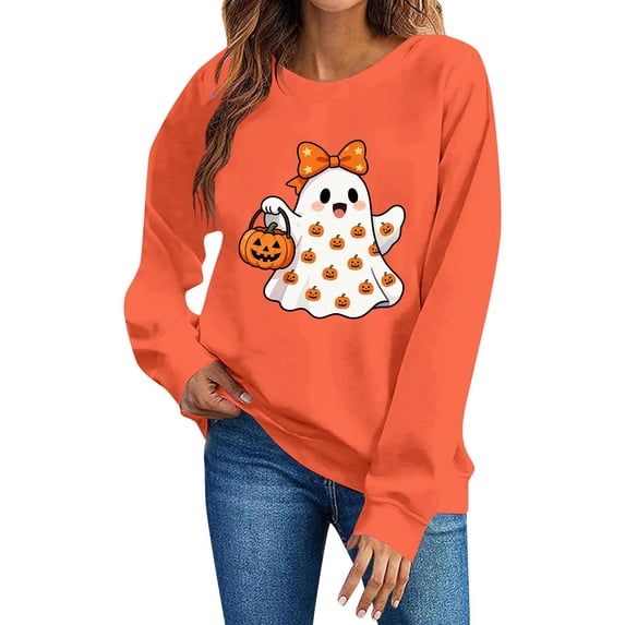Wensltd Women Holiday Print Crew Neck Long Sleeve Sweatshirt Casual Pullover Relaxed Fit Festive Tops