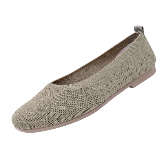 Wensltd Women Knit Ballet Flats Comfortable Slip-On Round Toe Casual Lightweight Walking Shoes