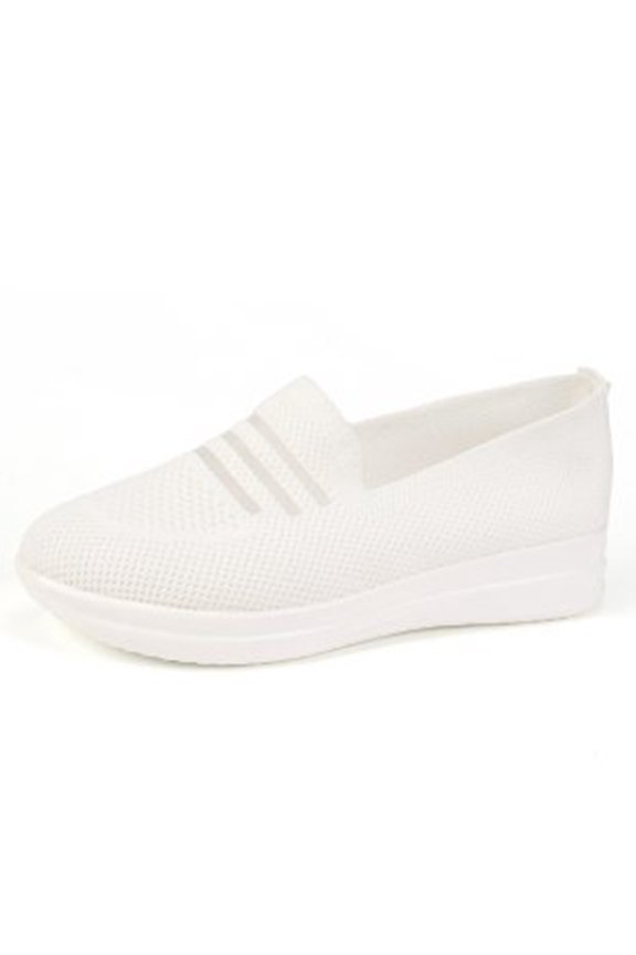 Women Loafers Round Toe Soft Sole Flats for Spring Daily Walking Outings Solid Color White