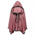 thumbnail image 1 of Wensltd Women Men Christmas Lace Ruffle Trim Solid Color Hooded Short Velvet Cape Matching Set Festive Warm Party Costume Red, 1 of 6